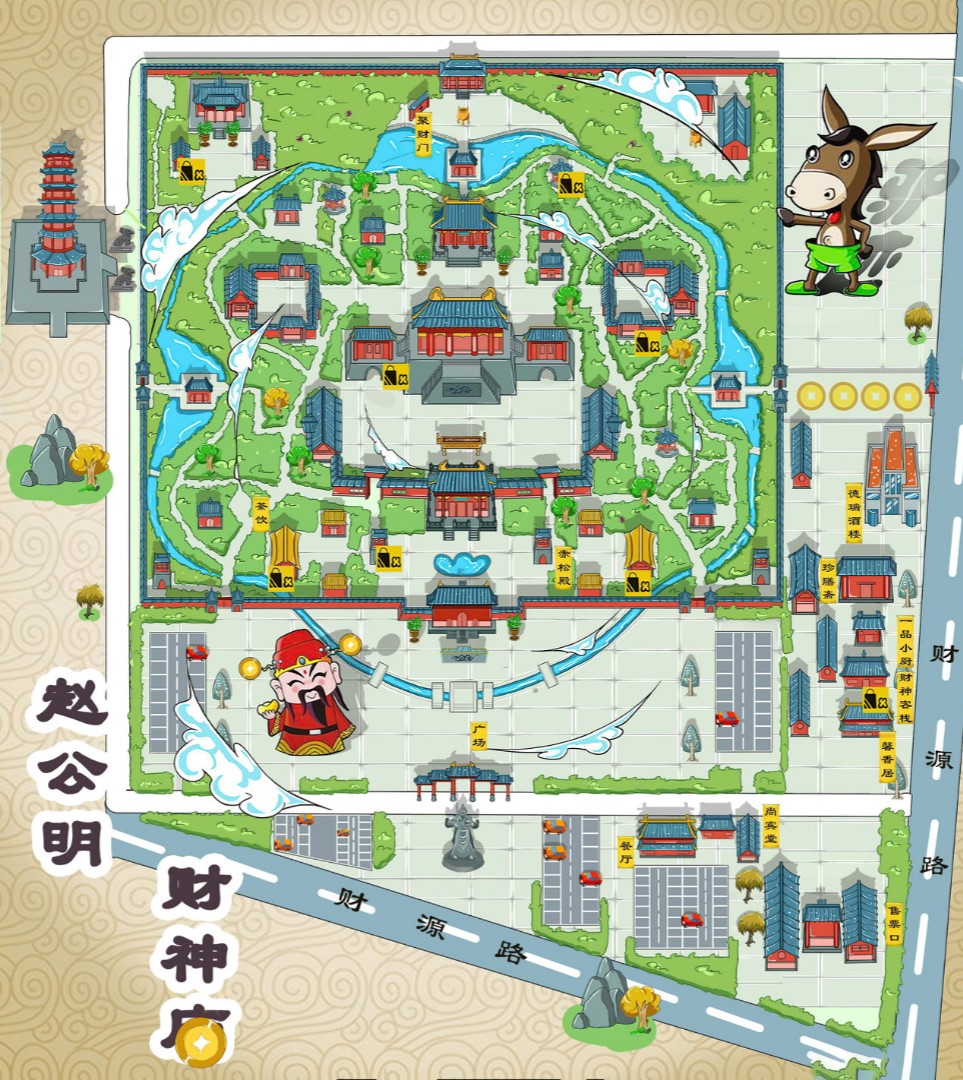景德镇寺庙类手绘地图